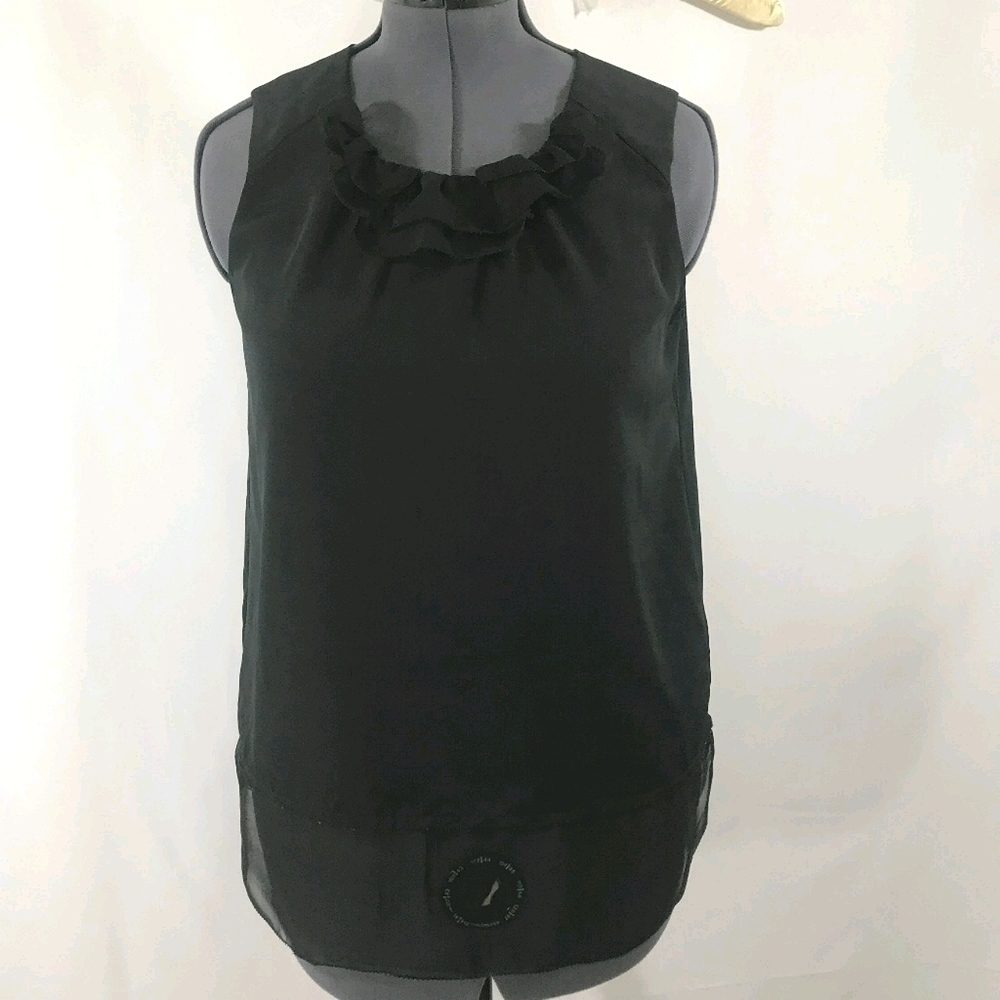 *4/$20* Vera Wang Black Ruffle Sleeveless Top
